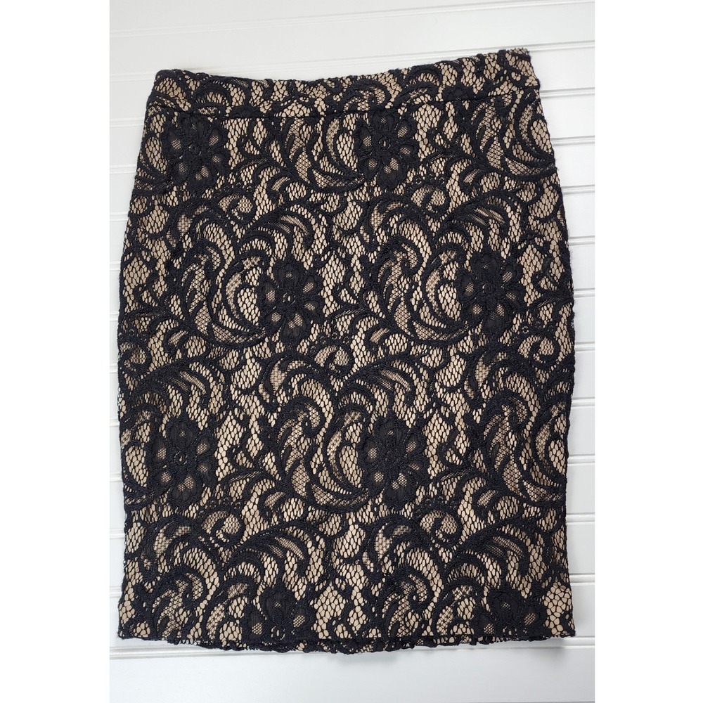 INC‎ International Concepts Womens Black Lace Pencil Skirt Lined Sheath Size 2